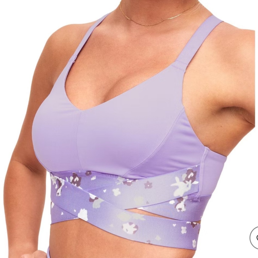 Adore Me Maven medium impact sports bra Purple Rose print Large New with tag
